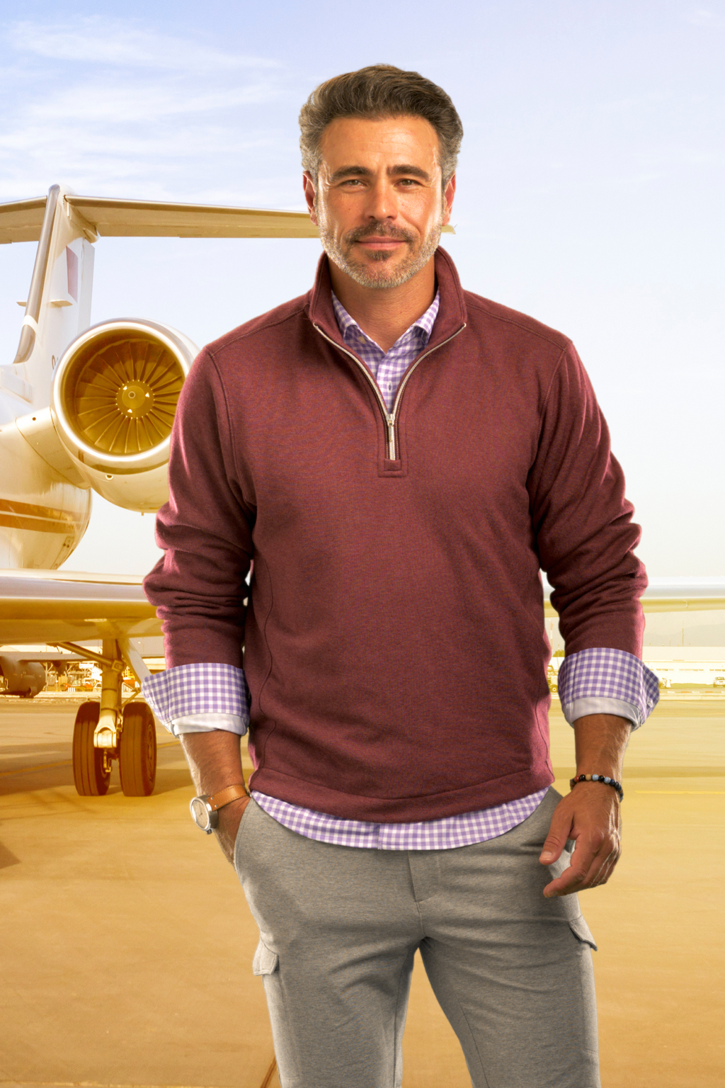 Mauro Long Sleeve Check Tech Shirt - Lavender