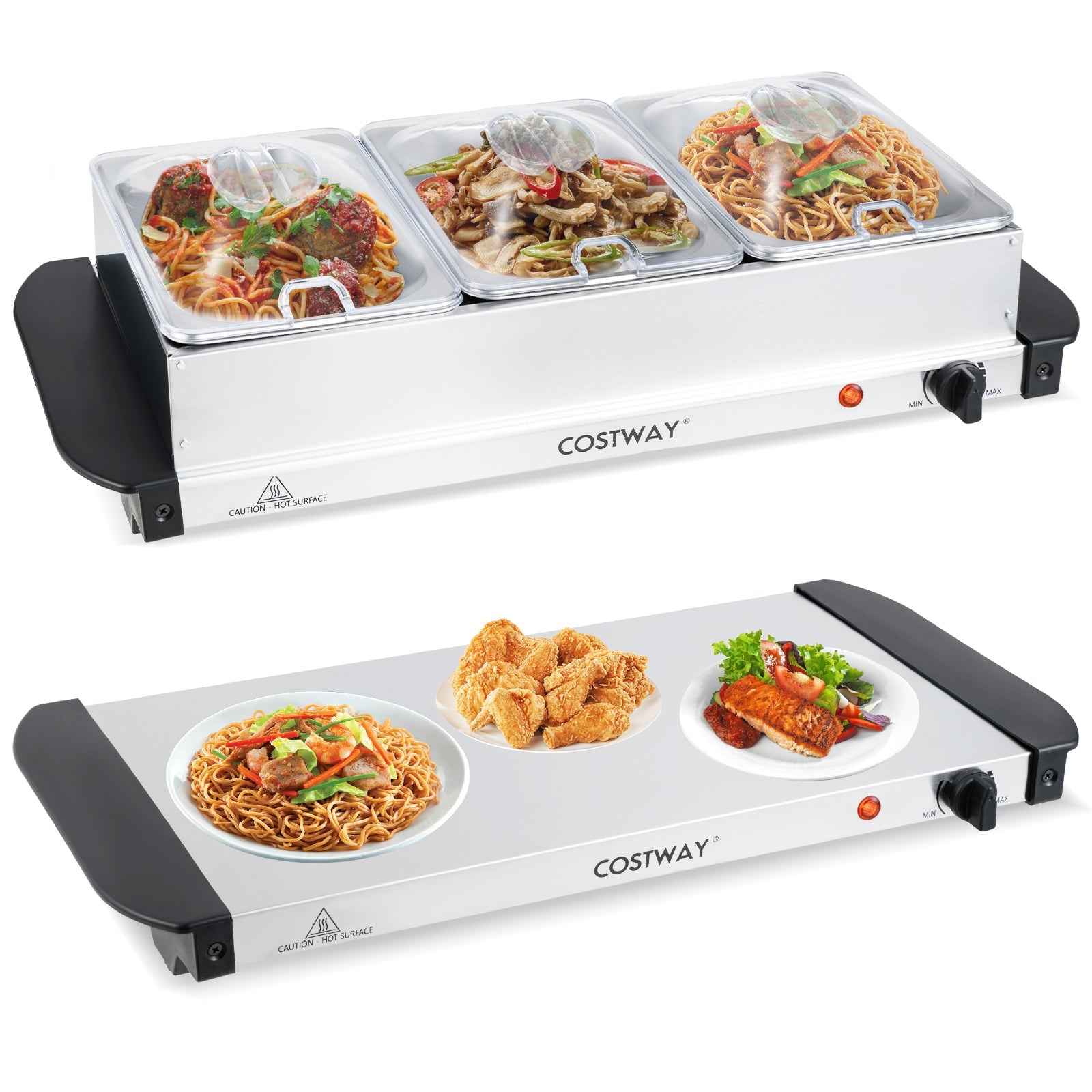 Electric Buffet Server & Food Warmer with 3 Removable Trays