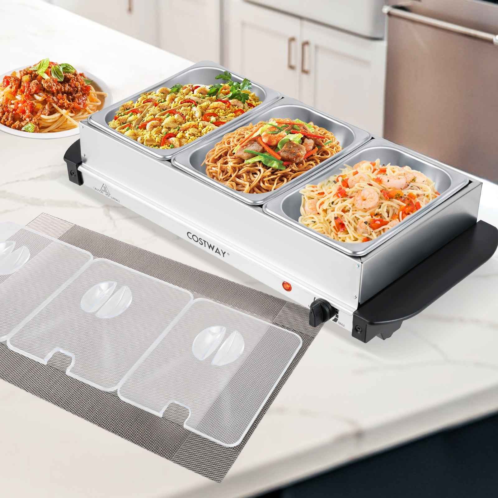 Electric Buffet Server & Food Warmer with 3 Removable Trays