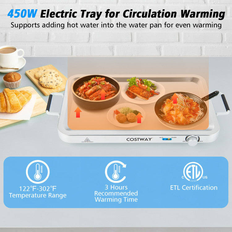 2-in-1 Electric Warming Tray with Temperature Control