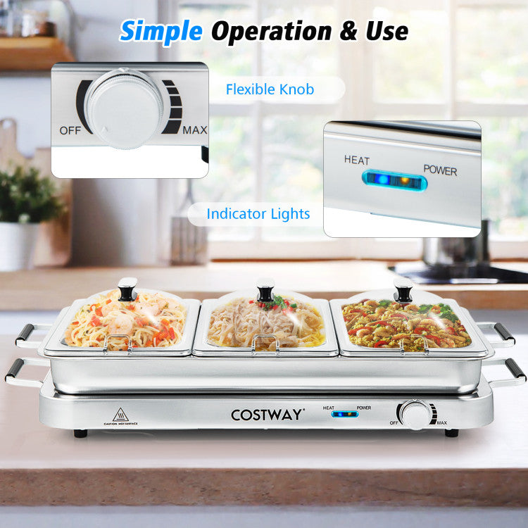 2-in-1 Electric Warming Tray with Temperature Control