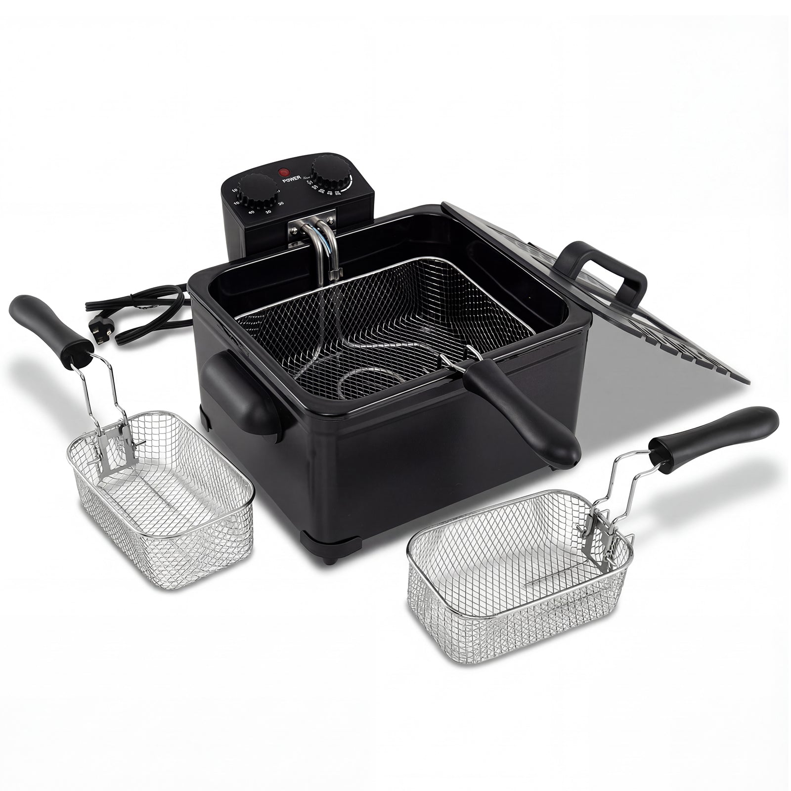 5.3QT Electric Deep Fryer 1700W Stainless Steel with Triple Basket