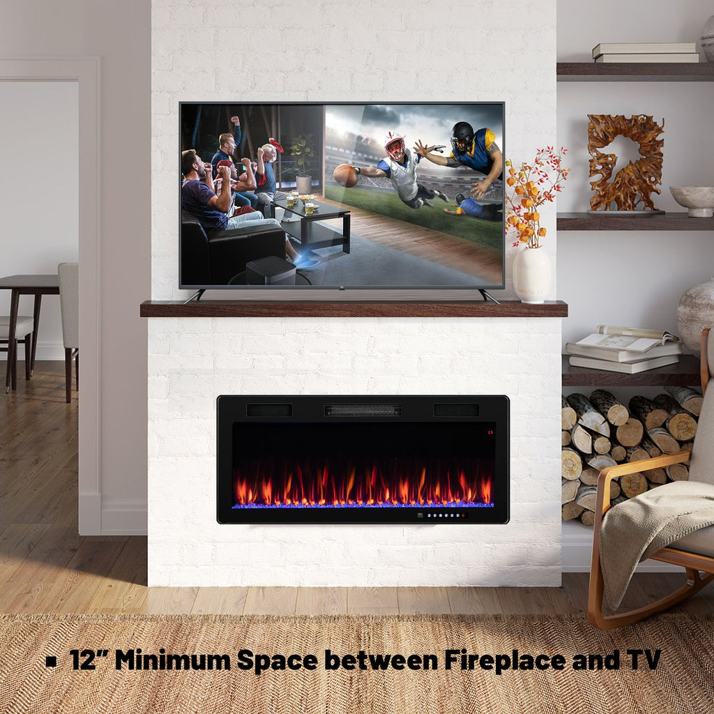 Electric Fireplace 40/50/60-Inch Recessed & Wall Mounted