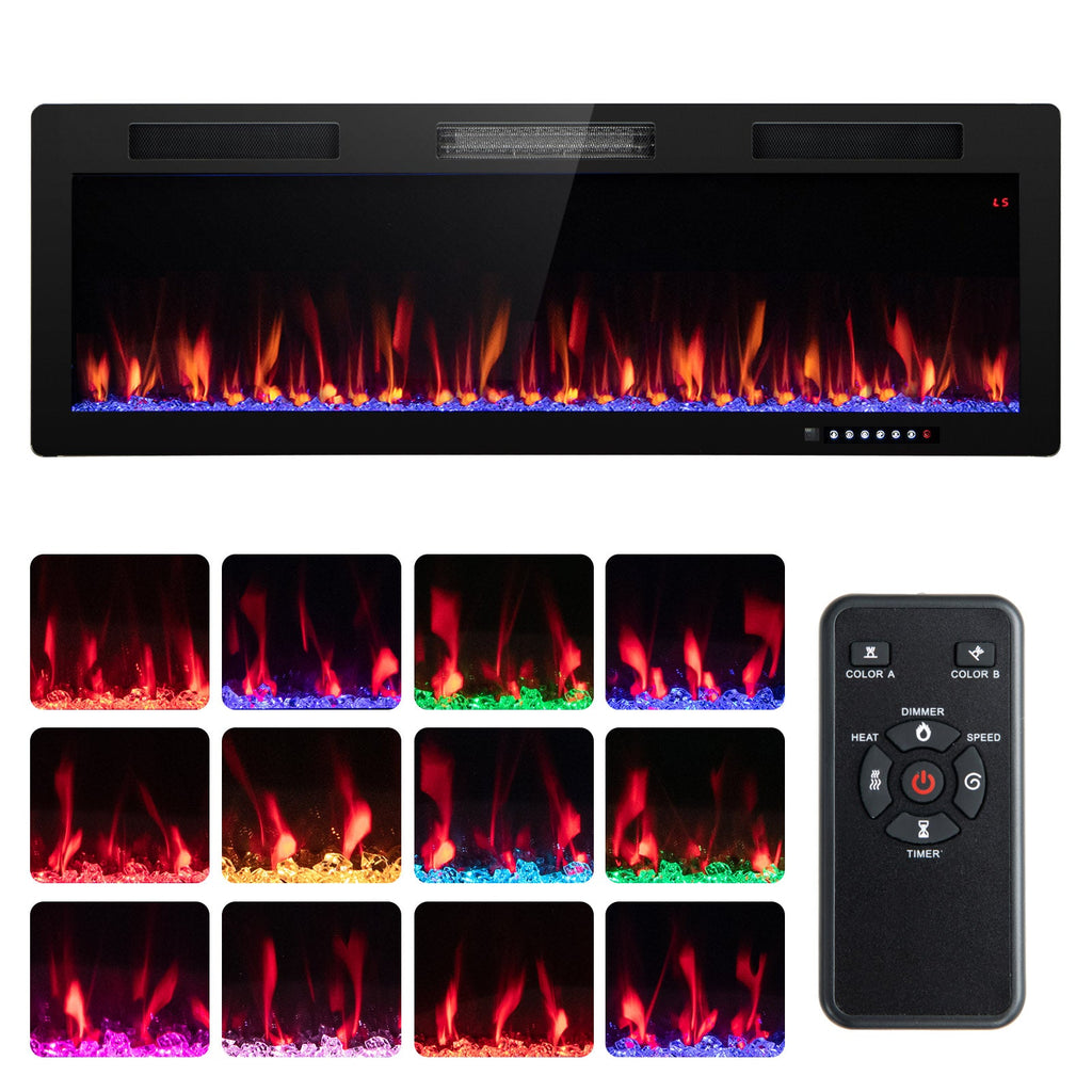 Electric Fireplace 40/50/60-Inch Recessed & Wall Mounted