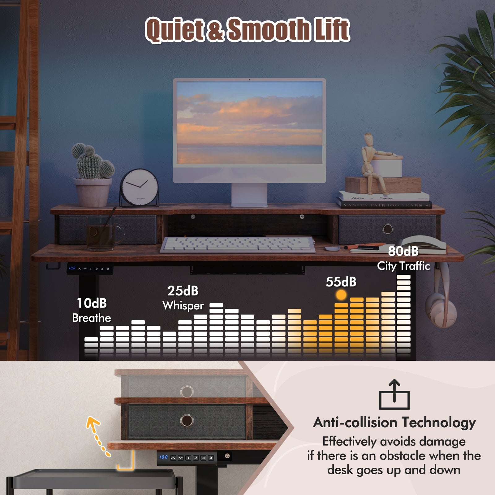 48-Inch Electric Fireplace TV Stand with Cabinets for TVs Up to 55"