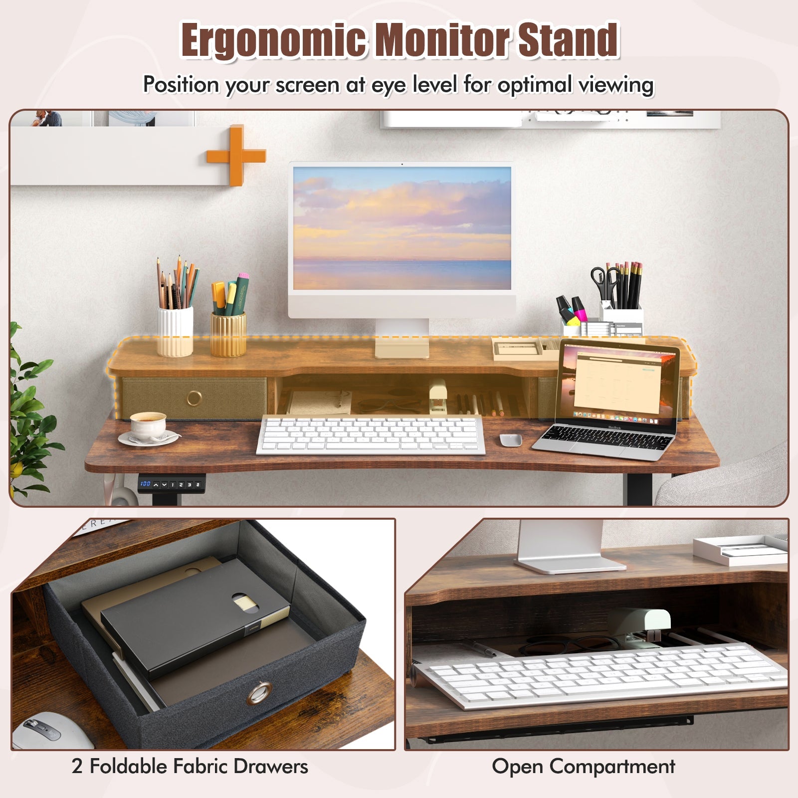 48-Inch Electric Fireplace TV Stand with Cabinets for TVs Up to 55"