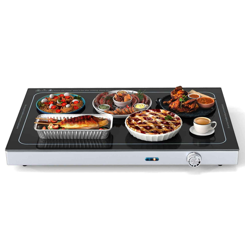 Electric Warming Tray with Adjustable Temperature – Tempered Glass