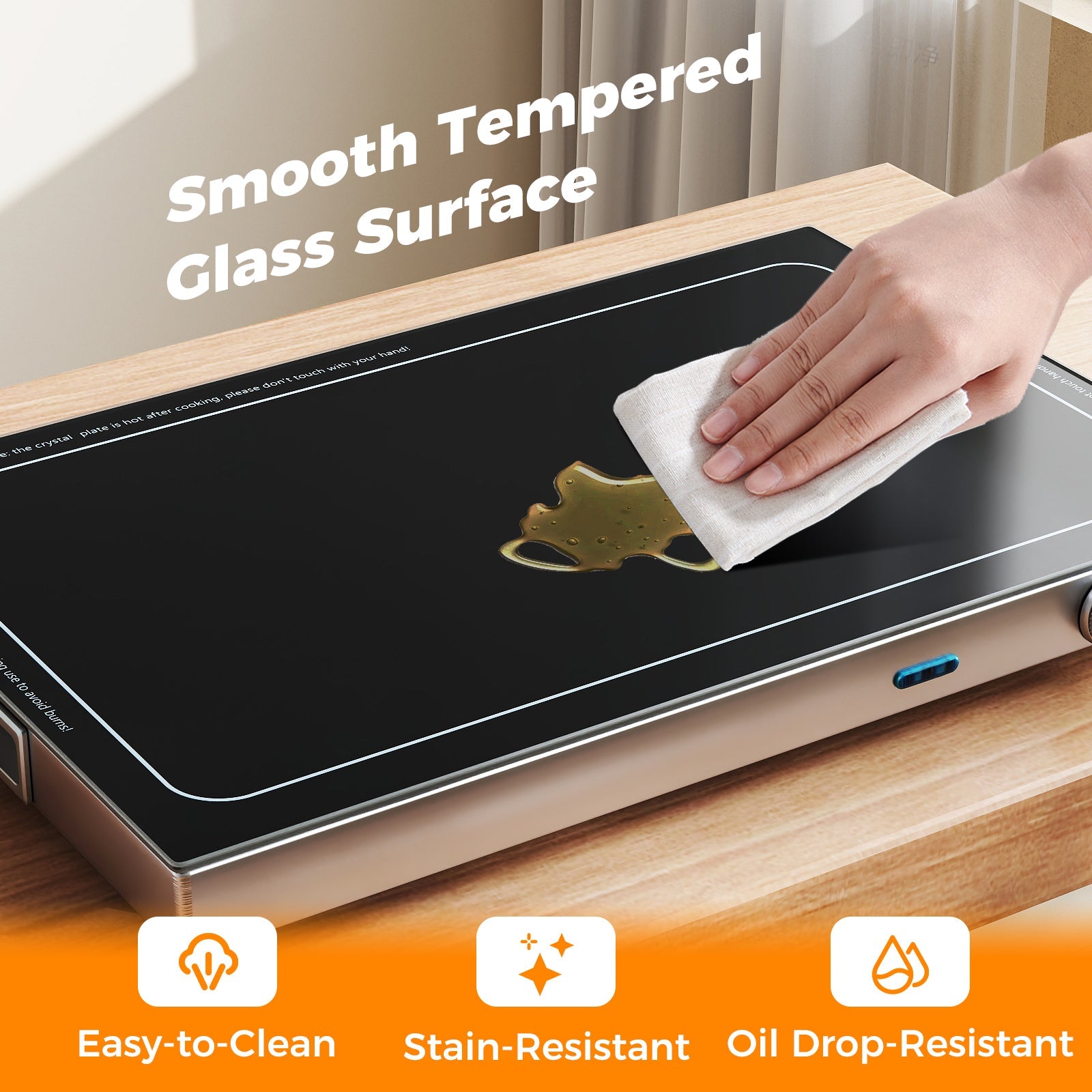 Electric Warming Tray with Adjustable Temperature – Tempered Glass