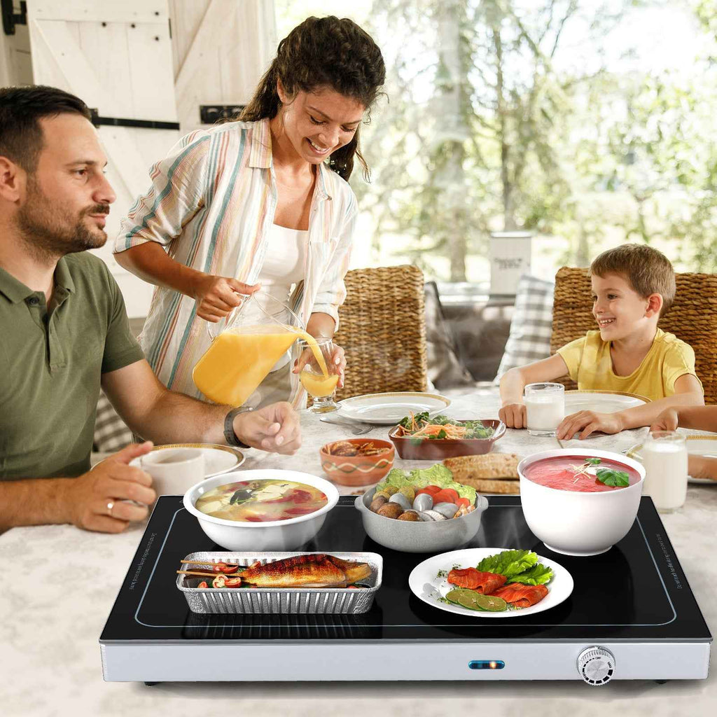 Electric Warming Tray with Adjustable Temperature – Tempered Glass
