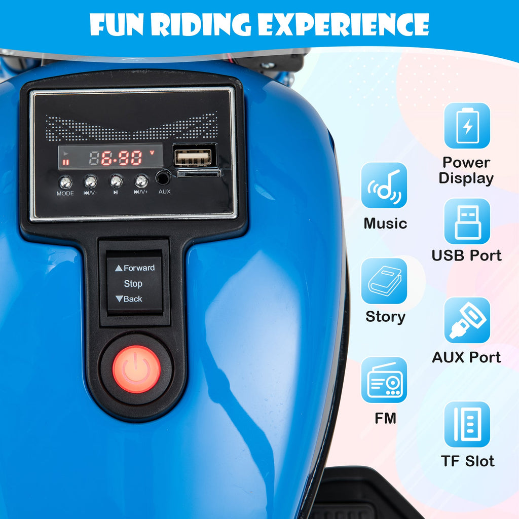 Kids Electric Motorcycle with Training Wheels & LED Headlights