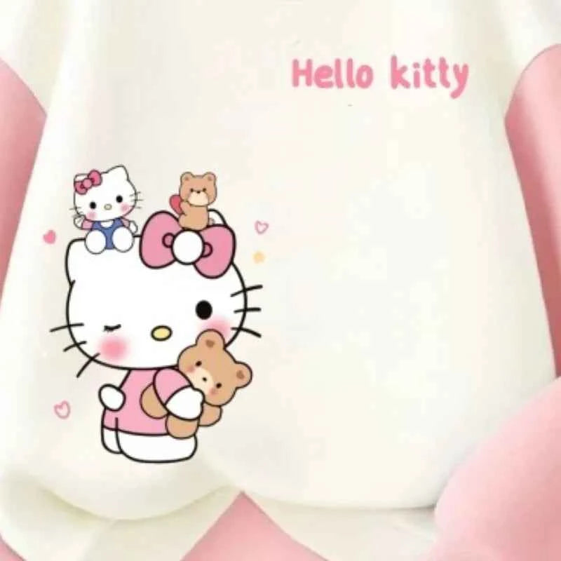 Sanrio Autumn Baby Girls Clothes Set Kid Hello Kitty Printed Sweatshirts Pullover Top & Pants 2pcs Children Patchwork Tracksuit