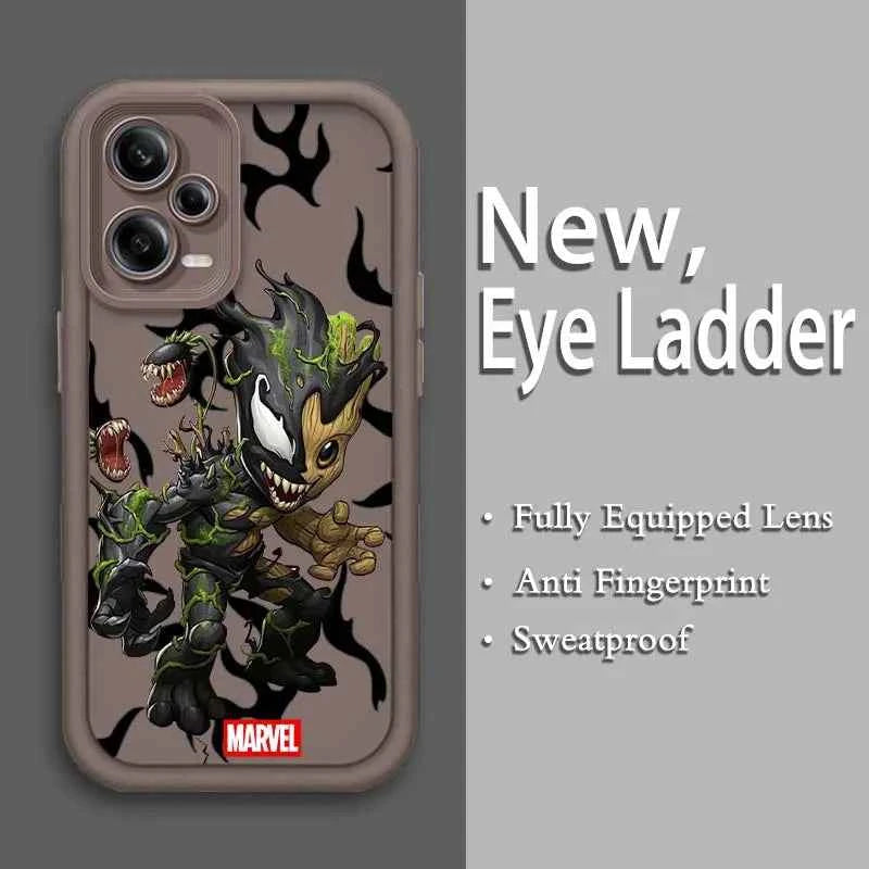 Marvel Groot Spider-Man Art For Xiaomi Redmi Note 14 13 13R 12 12R 11 11E 11T 11S Pro Plus 4G 5G Eye Ladder Soft Phone Case