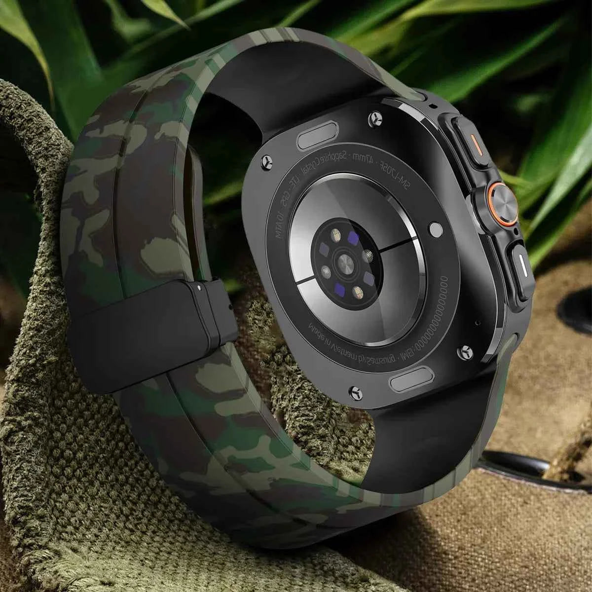 Camouflage Band for Samsung Galaxy Watch Ultra 47mm Silicone Magnetic Bracelet for Galaxy Watch 7 Ultra Replacement Watchband