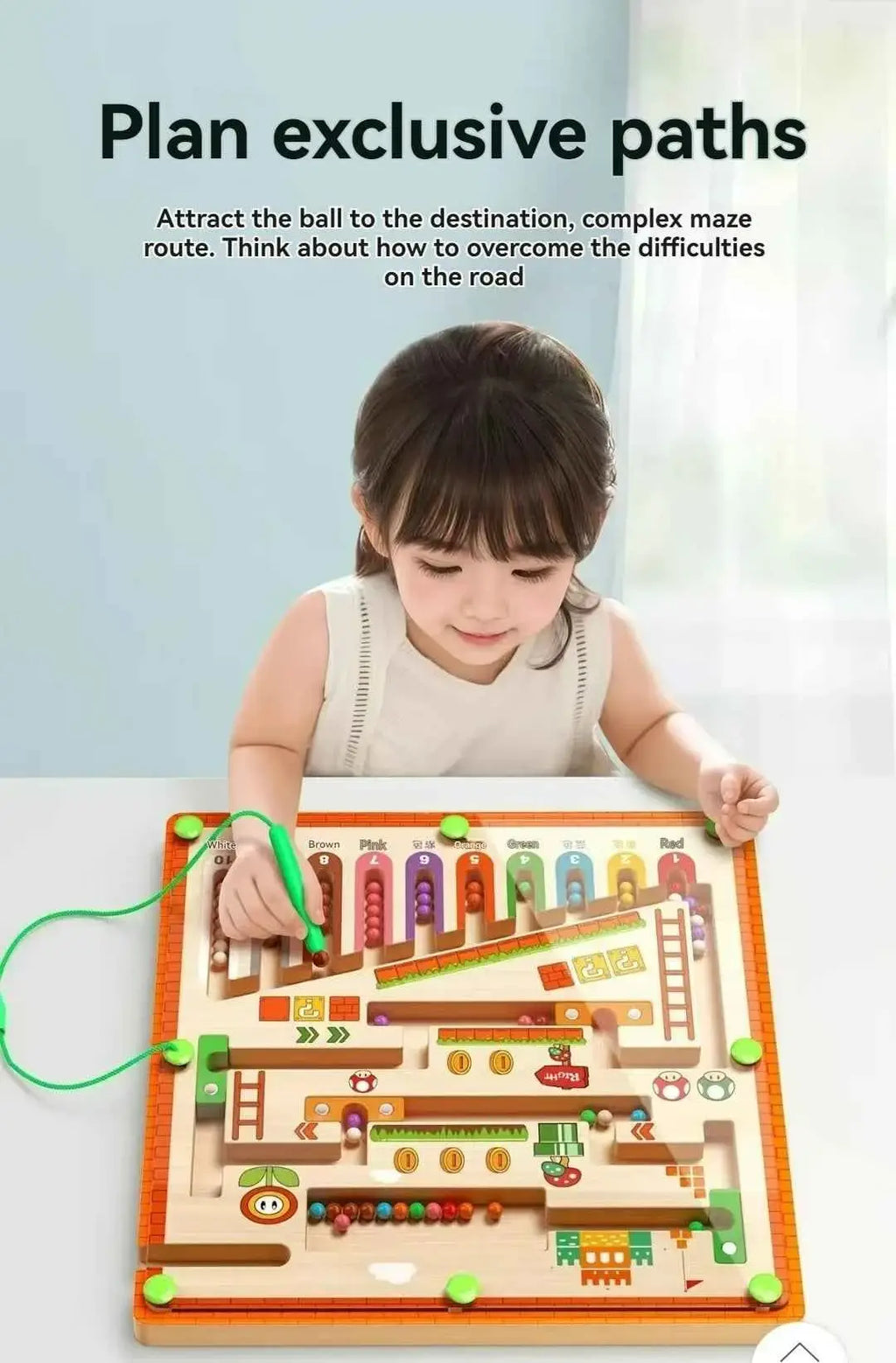 Children's Magnetic Maze Walking Ball Baby Concentration Training, Writing Logic Thinking 3 year Old Early Education Puzzle To