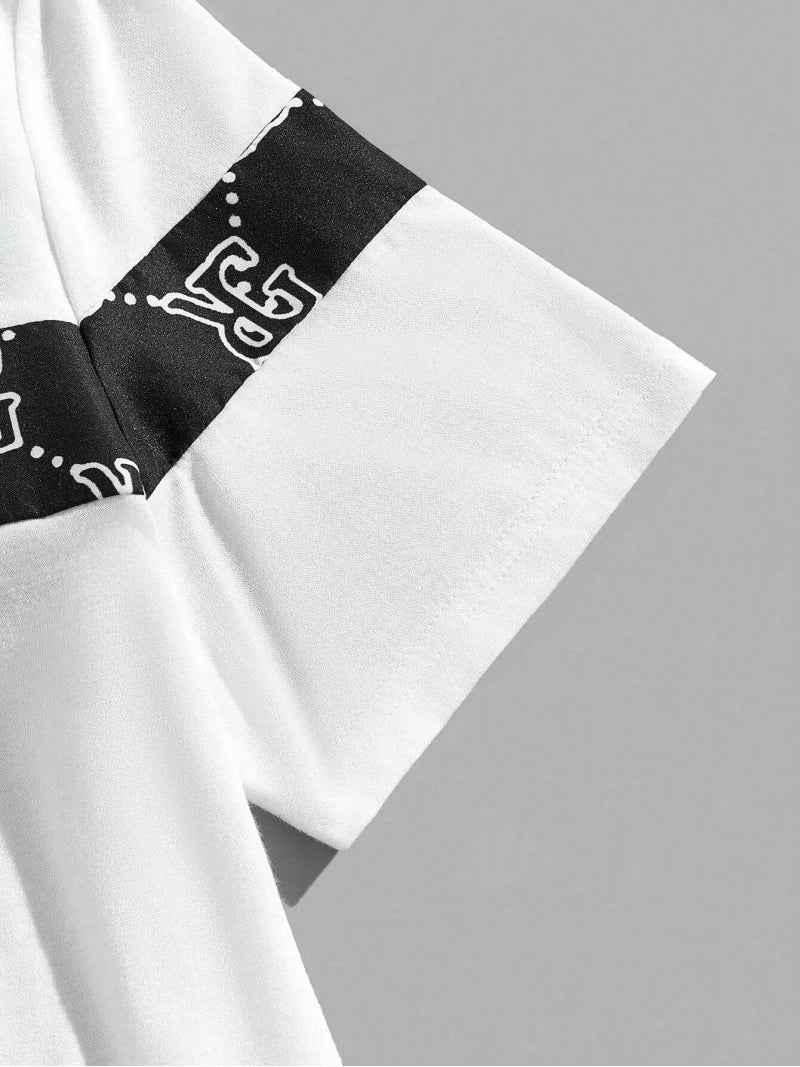 Men's Suit Retro Fashion Letters Printed Round Neck T-shirt Shorts Suit Comfortable And Breathable Men's Two-piece Suit