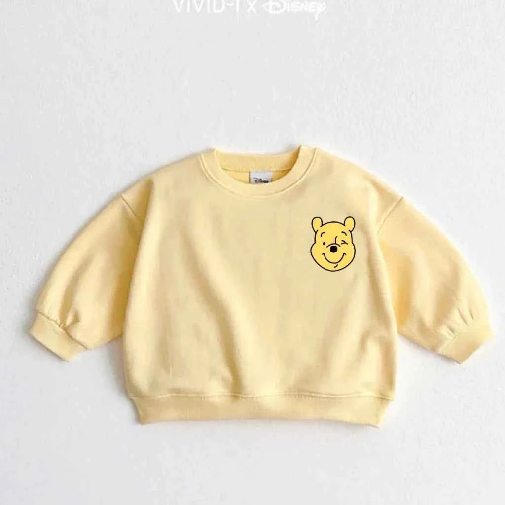 Cartoon Sweatshirts For Boys And Girls Cute Tops Crewneck Pullovers Toddler New Solid Color Hoodie Mickey Minnie Print Clothes