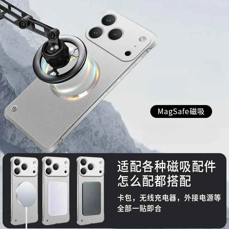 For Iphone 17 Pro Max Metallic Paint Frameless Ultra Thin Hard PC Case for Iphone 17 Air 17Pro Magnetic Magsafe Protect Cover