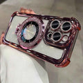Double Bling Glitter Magsafe Bracket Case for iPhone 16 Pro Max Plus Transparent Plating Cover for iPhone 13 12 11 14 15 Pro Max
