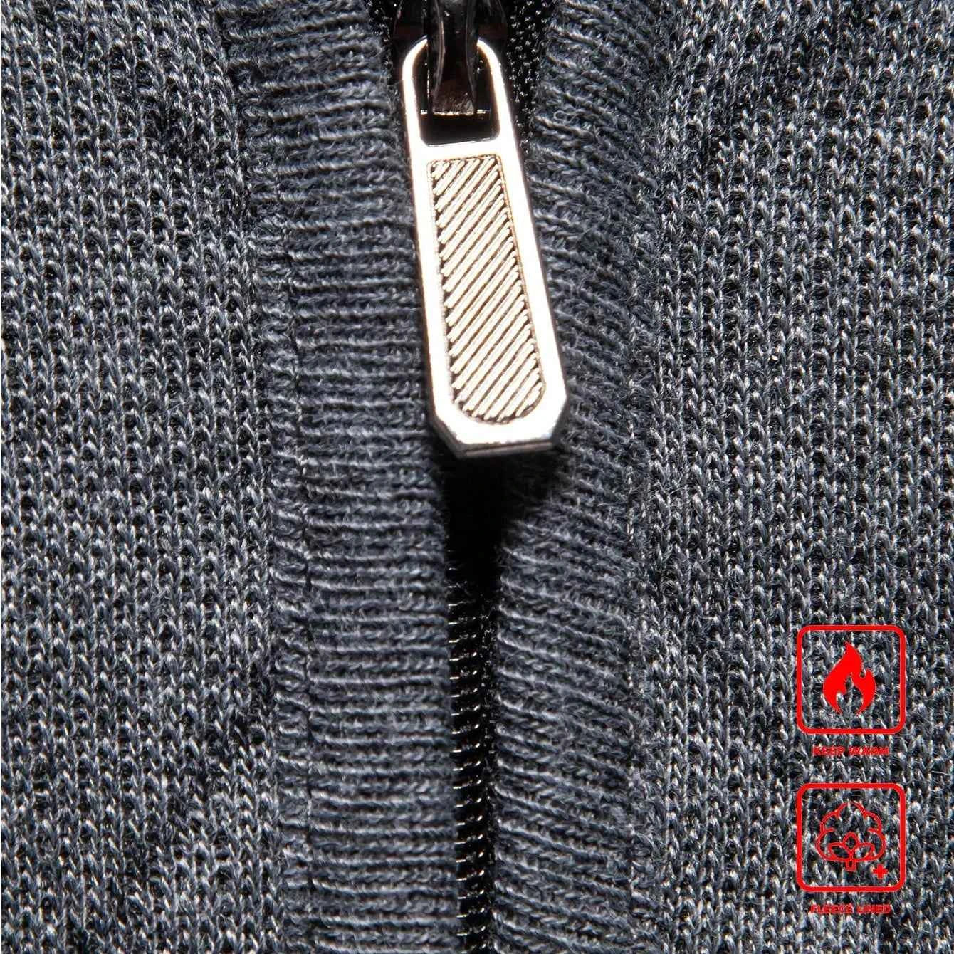 New Fashion Mens Knit Sweater American Half Zip Fleeced Knitwear Men's Stand Collar Casual Sweaters Pullovers