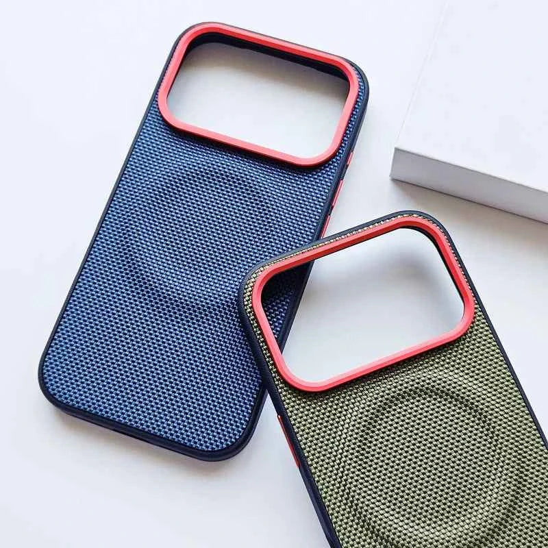 Premium Elegant Magnetic Soft TPU + Nylon Woven Leather Back Case for iPhone 17 Pro Max 17 Air