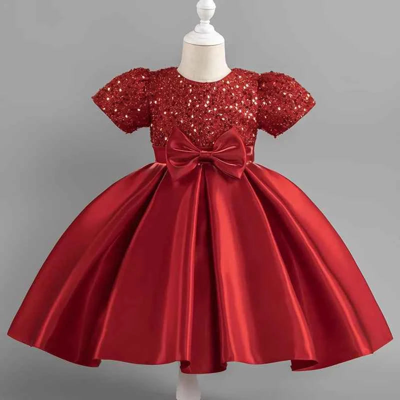 Baby Girls Christmas Dress Sequin ShortSleeve Party Dress Birthday Toddler Dress Wedding Princess Dress for Kid Girl Luxury Cown