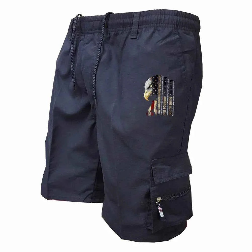 Men's Elastic Waist Cargo Work Shorts Men Outdoor Leggings Leisure Harajuku Street Style Jogging Shorts Loose Work Casual Shorts
