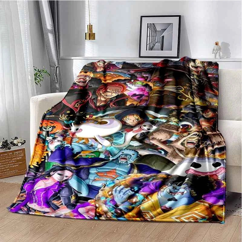 Anime One Piece 3D Cartoon Blanket - Soft, Warm Throw for Bedroom, Living Room, Bed, Camping, Picnic, Office, Kids Gift