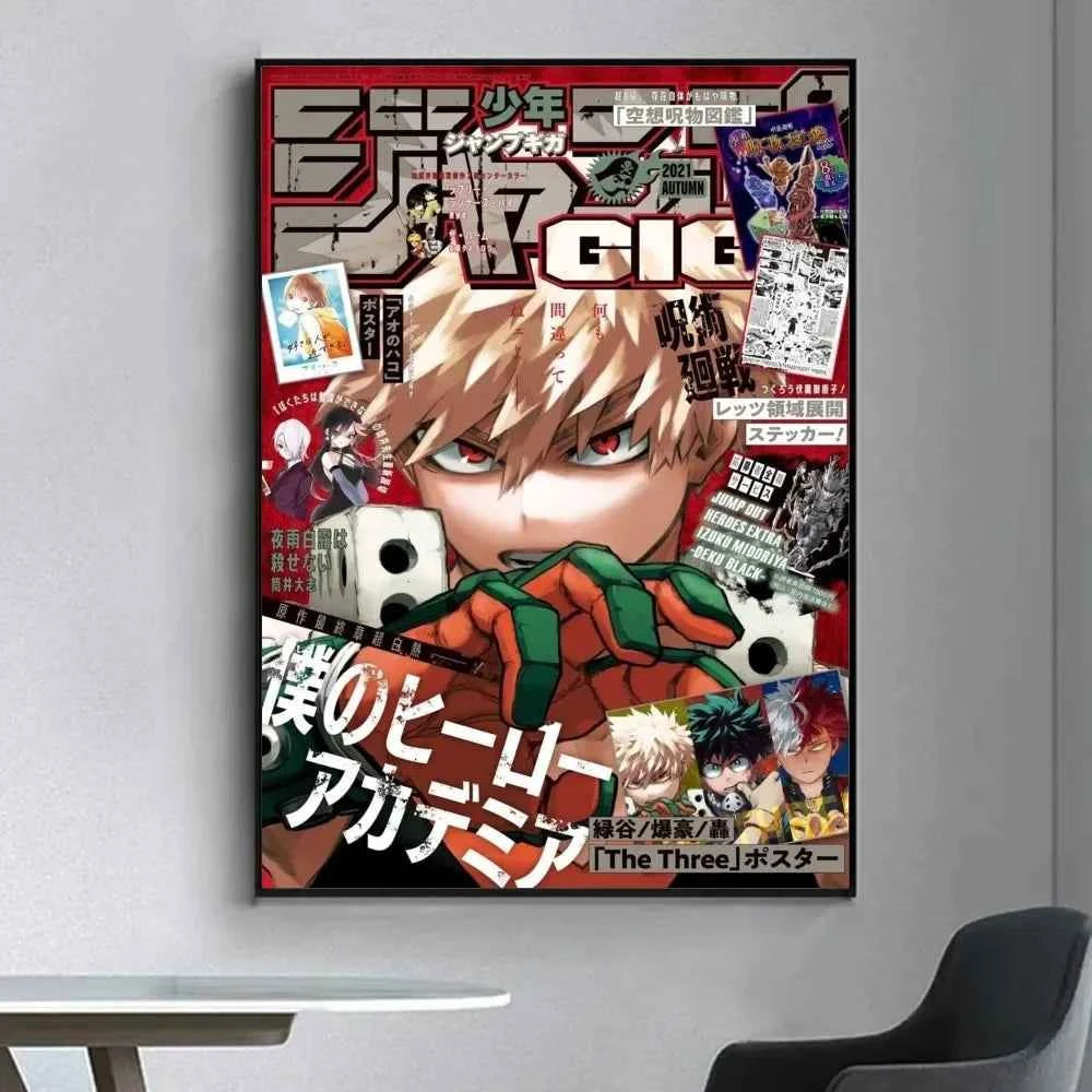 My Hero Academia Poster Fancy Wall Sticker for Living Room Bar Vintage Decorative Painting Middle