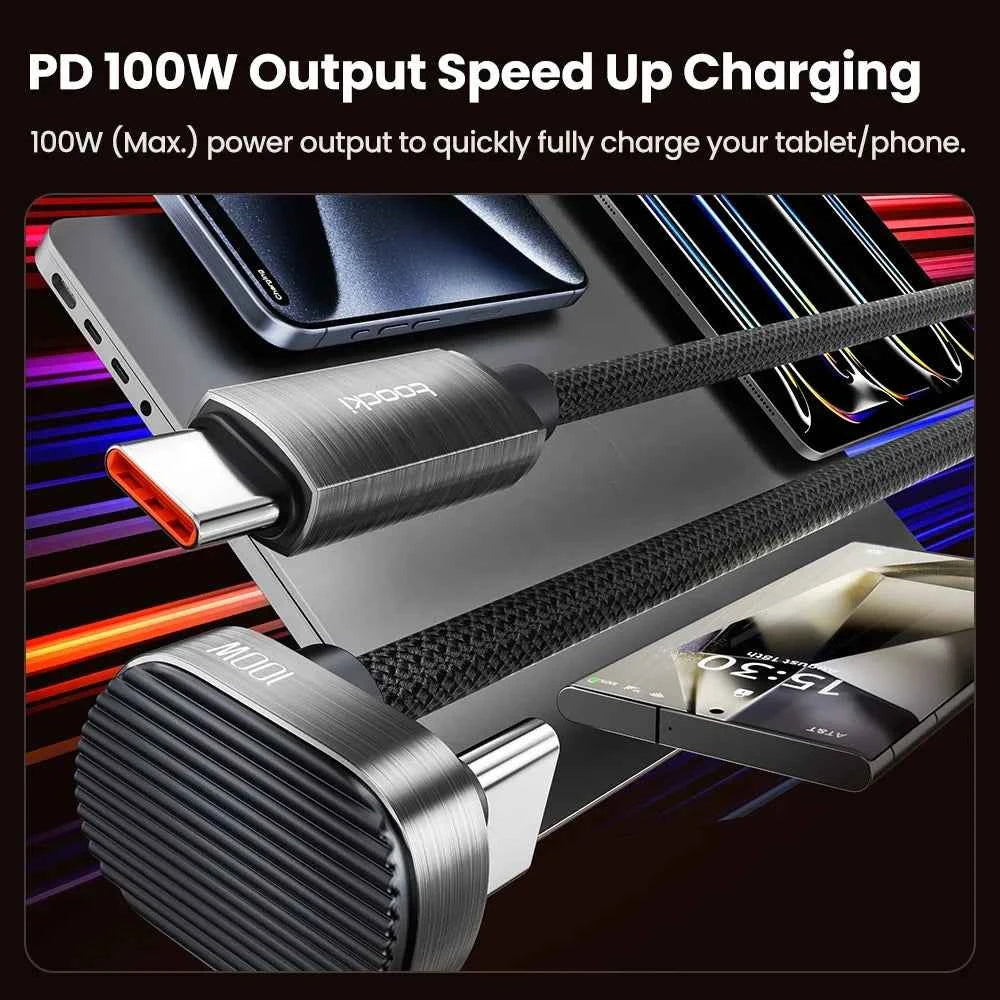 Toocki 100W U-Shaped 180 Degree Elbow Type C To Type C Mobile Game Cable USB C to Lighting Fast Charge Cable For Iphone Xiaomi