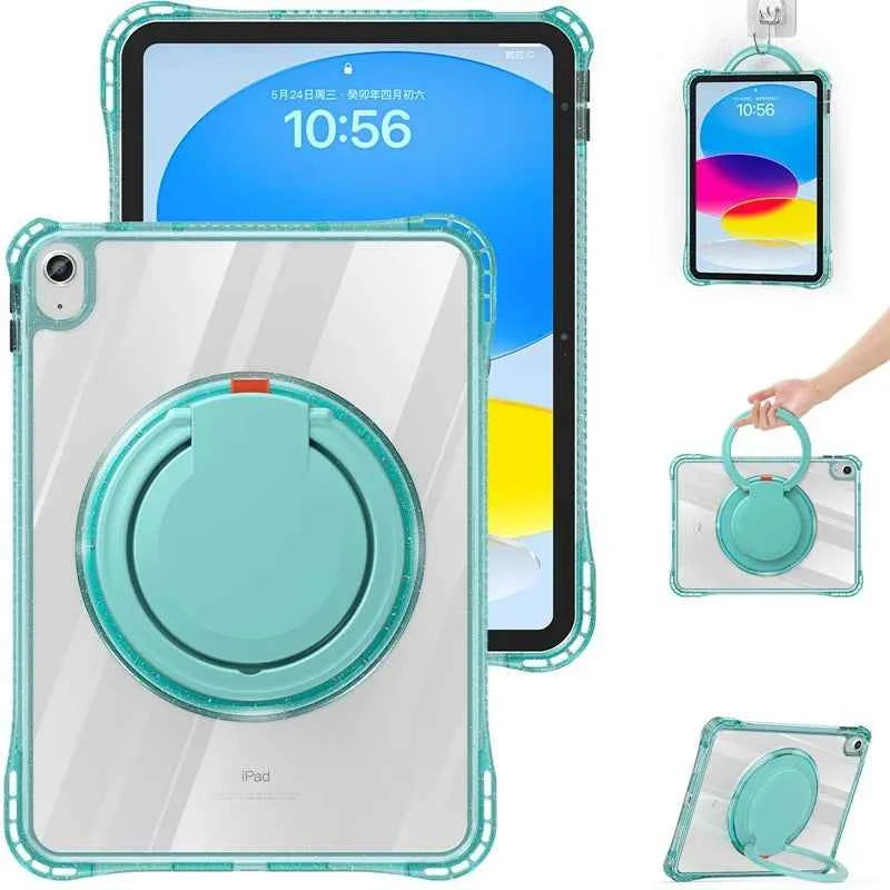 Handheld Case for iPad 10th Generation 10.9 Kids Cover iPad 2022 A2696 A2757/A2777 Swivel Stand Shockproof Protective Funda Capa