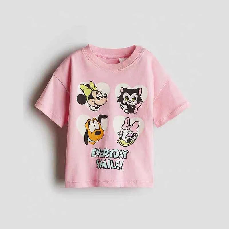 Mickey TShirt 2025 Summer Loose Casual Base Shirt Pure Cotton Tees New Design Round Neck Tops Toddler Cartoon Short Sleeve