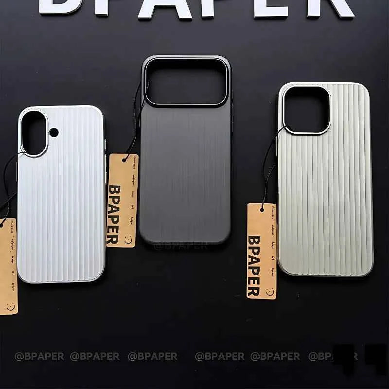 Hard Back Case For iphone 17 16 Pro Max 17 16 Pro Natural Titanium glossy Color corrugated stripe anti-fingerprint Luxury Cover