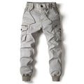 New Cotton Men’s Cargo Pants in Khaki, Black, Army, and Light Gray. Casual Tactical Joggers with Multi-Pockets for Fashion and Work Wear.