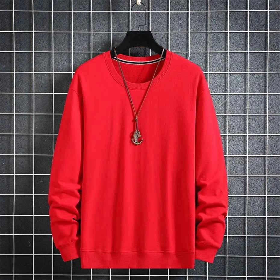 Aflczyu Men’s Tatting Sweatshirt - O-Neck, Full Sleeve, Solid Pattern, Regular Fit, Casual Style, Standard Thickness, Spring & Autumn Wear