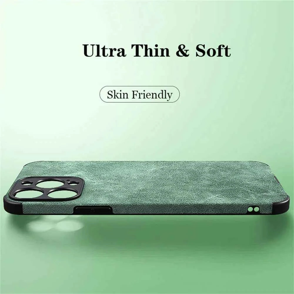 Luxury Shockproof Matte Lambskin Leather Case for iPhone 16 15 14 13 12 11 Pro X XR XS Max 7 8 Plus Soft Fabric Vintage Cover