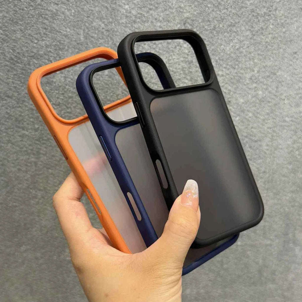 Luxury Orange Shield Matte Transparent Phone Case For iPhone 17 Pro Max 17 Pro 17 New Metal Buttons Skin Feel Shockproof Cover