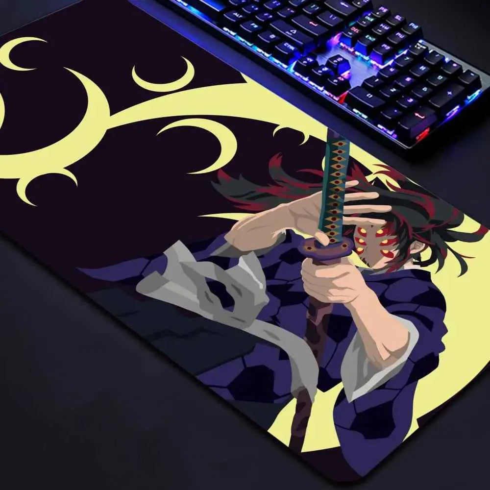 Anime Kawaii Demon Slayer Kokushibo Game Large Mouse Pad PC Accessories Anti Slip Keyboard Rubber Mousepad Office Soft Table Mat