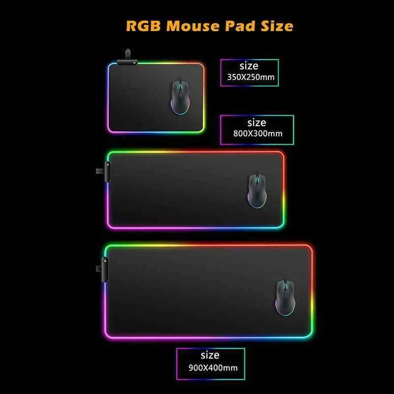 RGB Mouse Pad P-Pokemons Gengar Gamer Computer Mouse Mat Pc Backlight Mousepad Carpet Gaming Accessories Keyboard LED Desk Mat