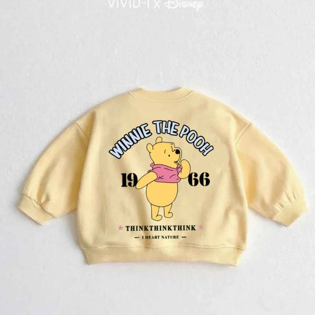 Cartoon Sweatshirts For Boys And Girls Cute Tops Crewneck Pullovers Toddler New Solid Color Hoodie Mickey Minnie Print Clothes