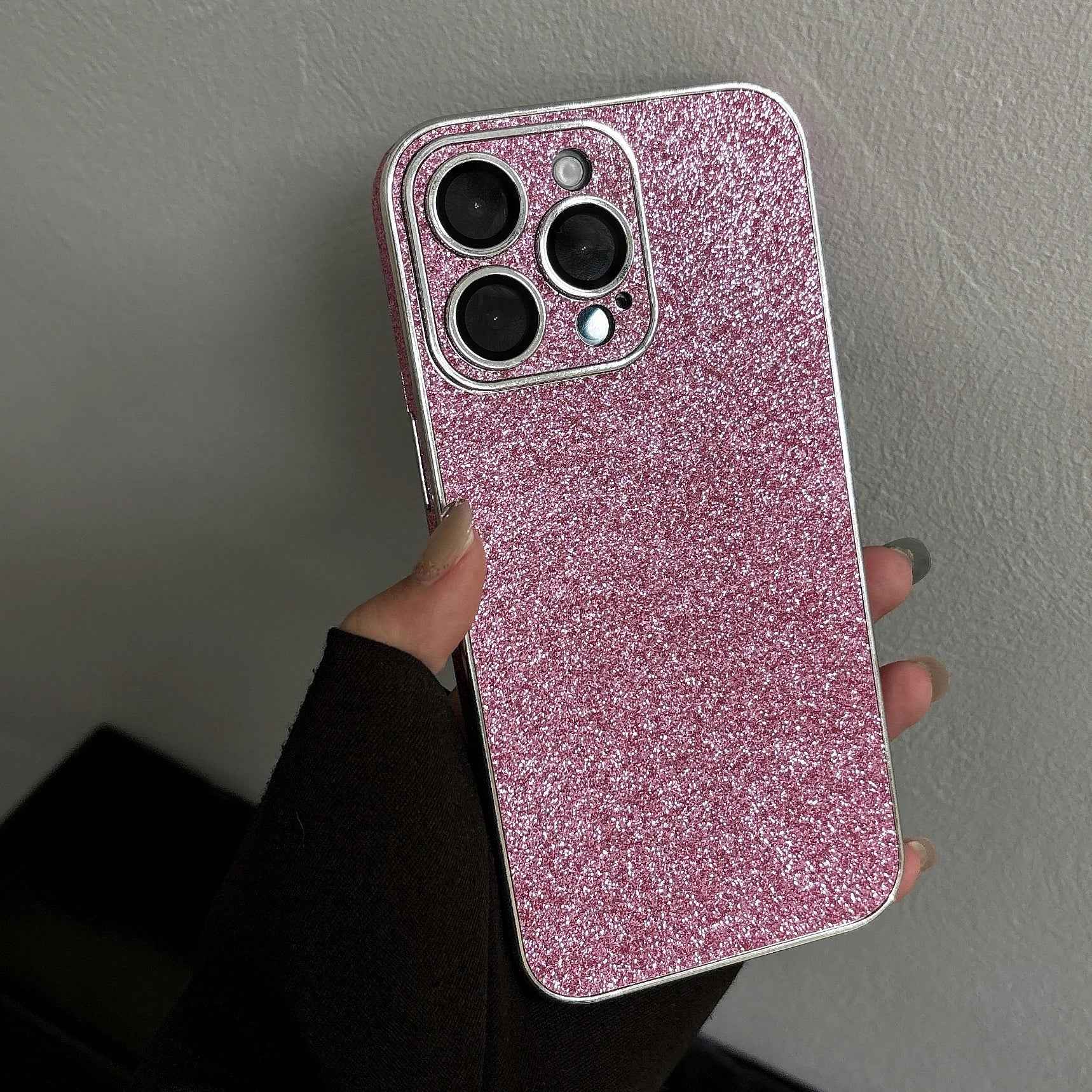 Luxury Bling Glitter Leather Case For iPhone 16 15 14 13 12 11 Pro Max Sparkling Soft Silicone Shockproof Plating Bumper Cover