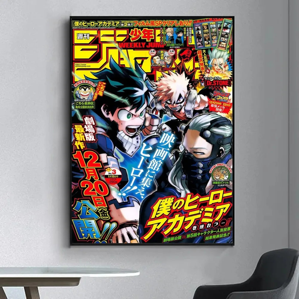 My Hero Academia Poster Fancy Wall Sticker for Living Room Bar Vintage Decorative Painting Middle