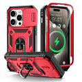 Case For iPhone 16 15 14 13 12 11 Pro XS Max XR Plus Camera Slide Military Grade Armor Protection 360 Degree Rotate Armor Cover