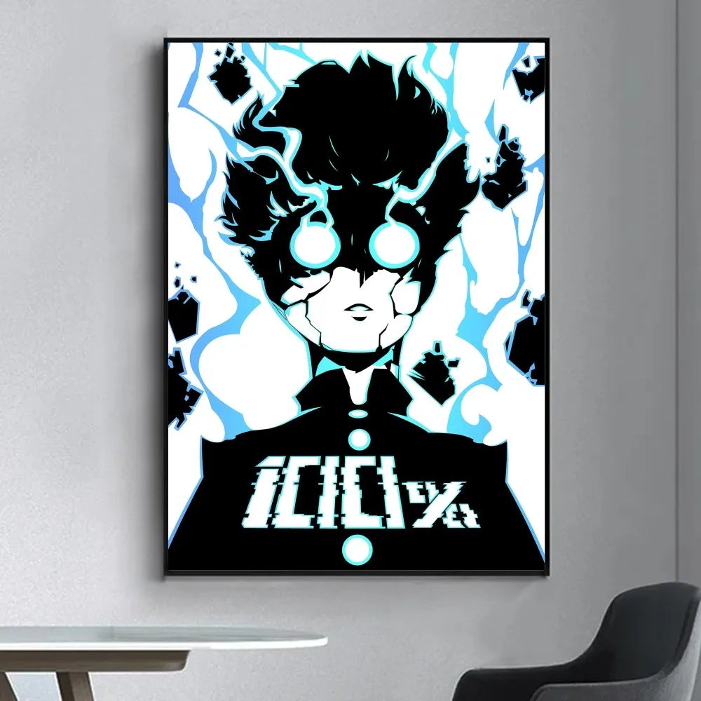 Anime Mob Psycho 100  Poster Fancy Wall Sticker for Living Room Bar Vintage Decorative Painting Middle
