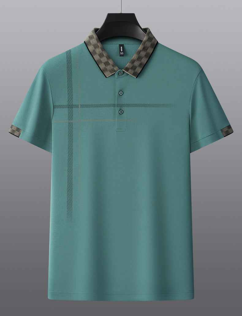 Lapel Embroidery Short Sleeve Casual Men's Business Polo Shirt