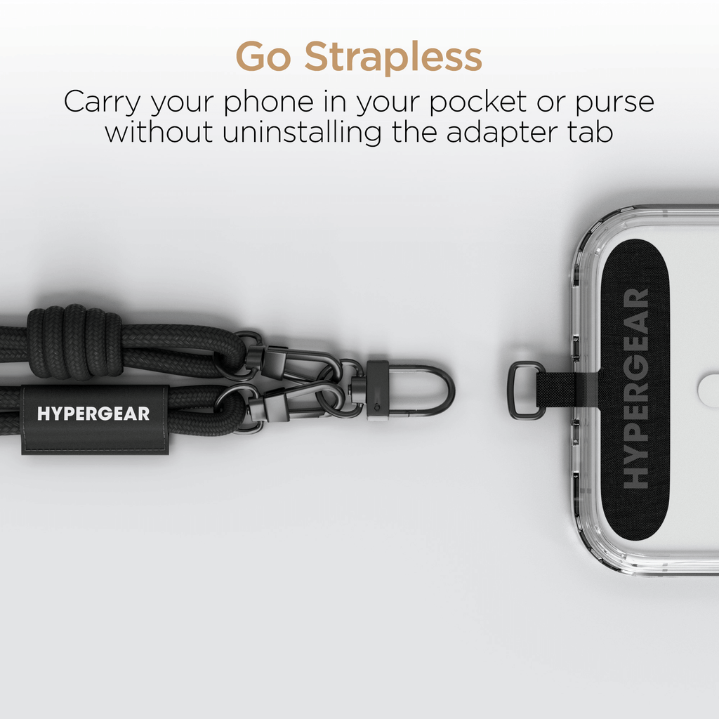HyperGear TECHcessories Black Braided Rope Universal Crossbody Phone Strap