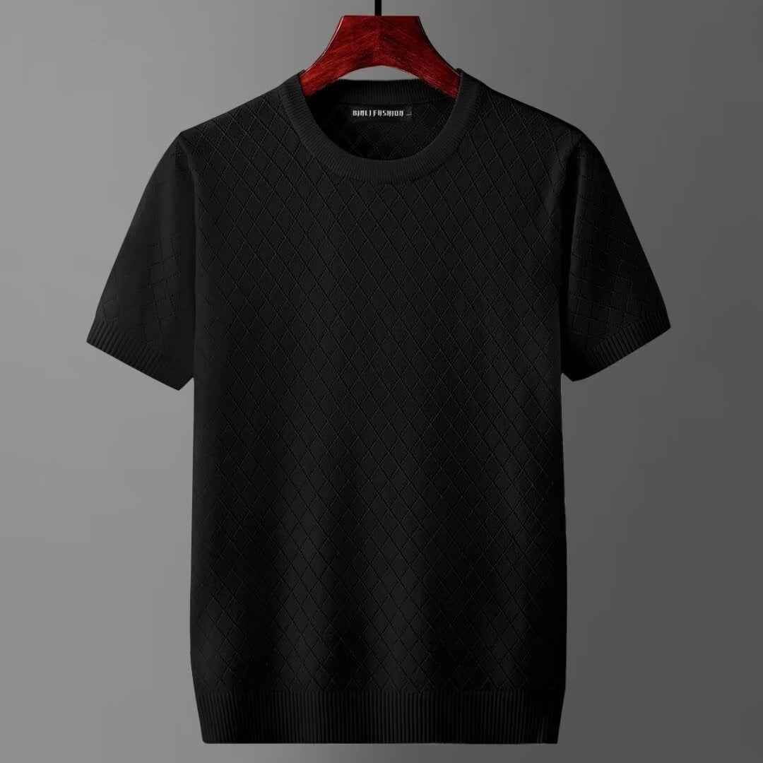 Men's Ice Silk Cut-out Top Summer Cool Thin Short-sleeved Sweater