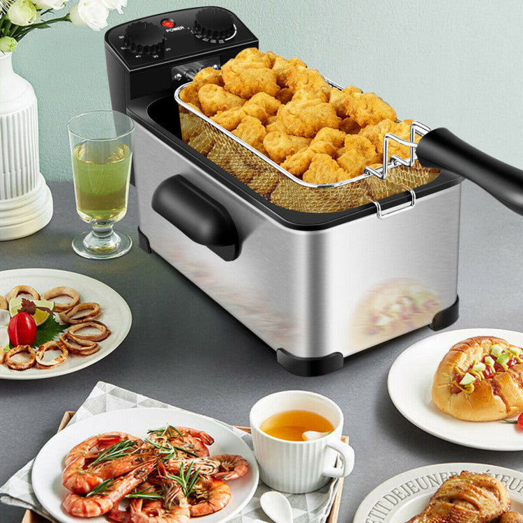 3.2QT Electric Stainless Steel Deep Fryer with Timer