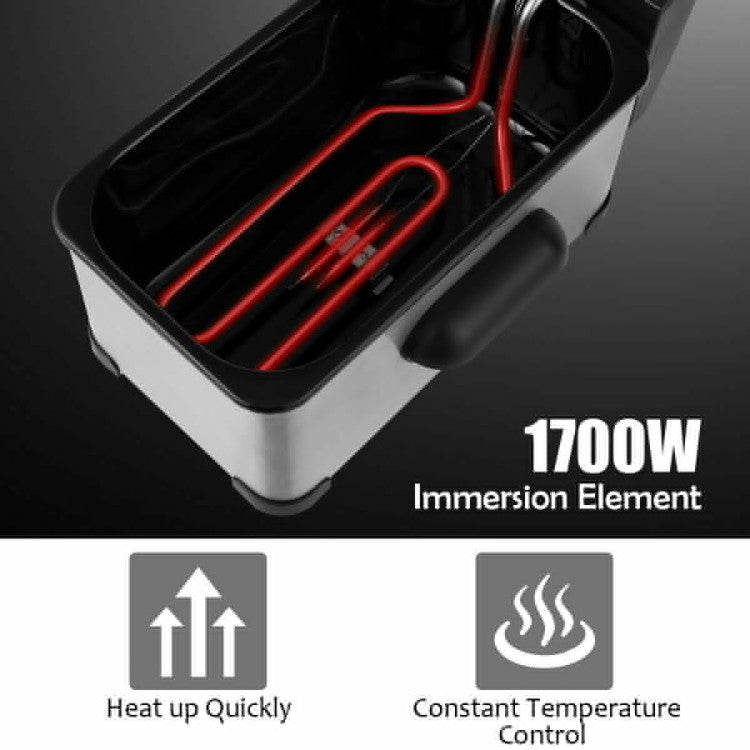 3.2QT Electric Stainless Steel Deep Fryer with Timer
