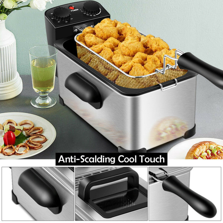 3.2QT Electric Stainless Steel Deep Fryer with Timer