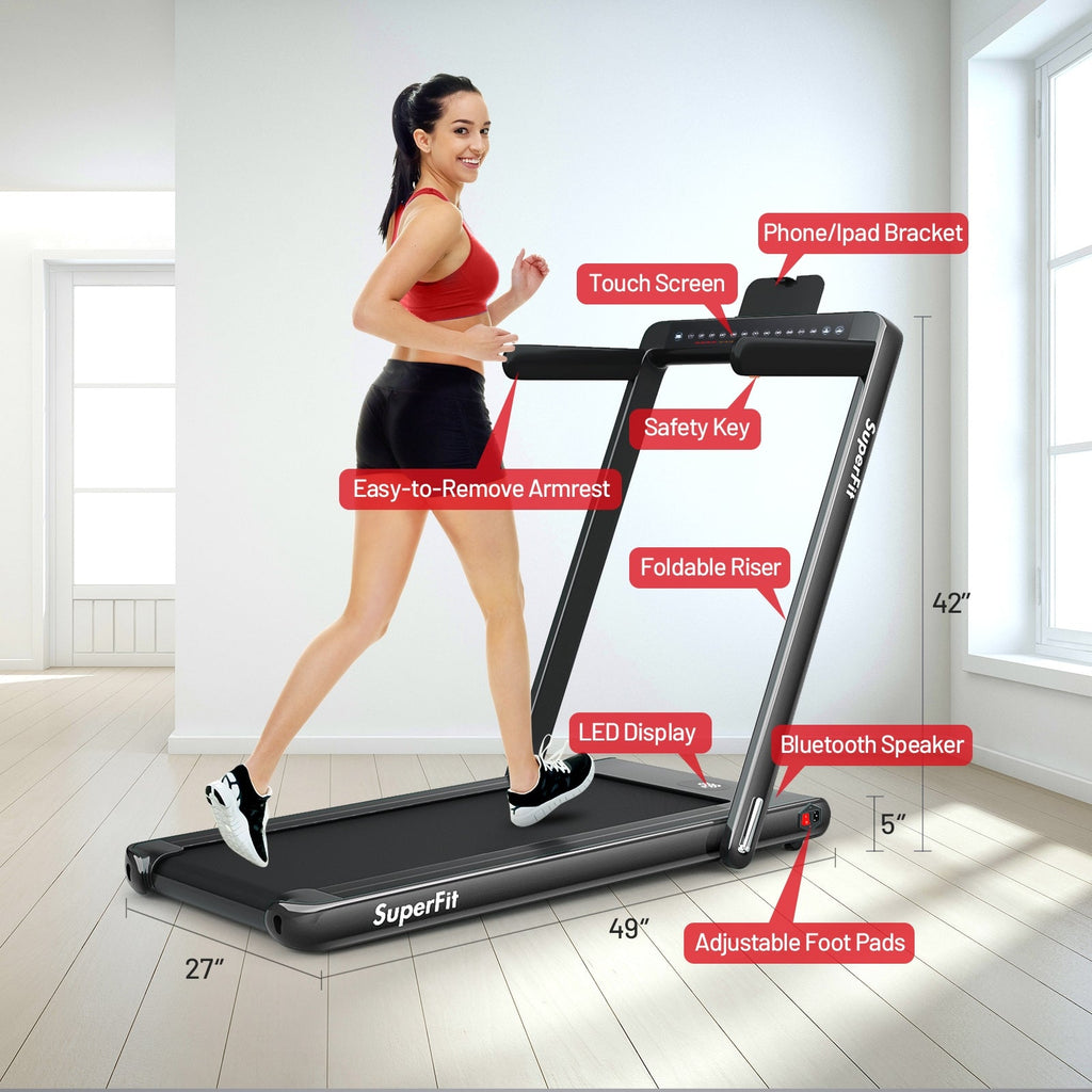 2-in-1 Electric Motorized Folding Treadmill – Walk & Run